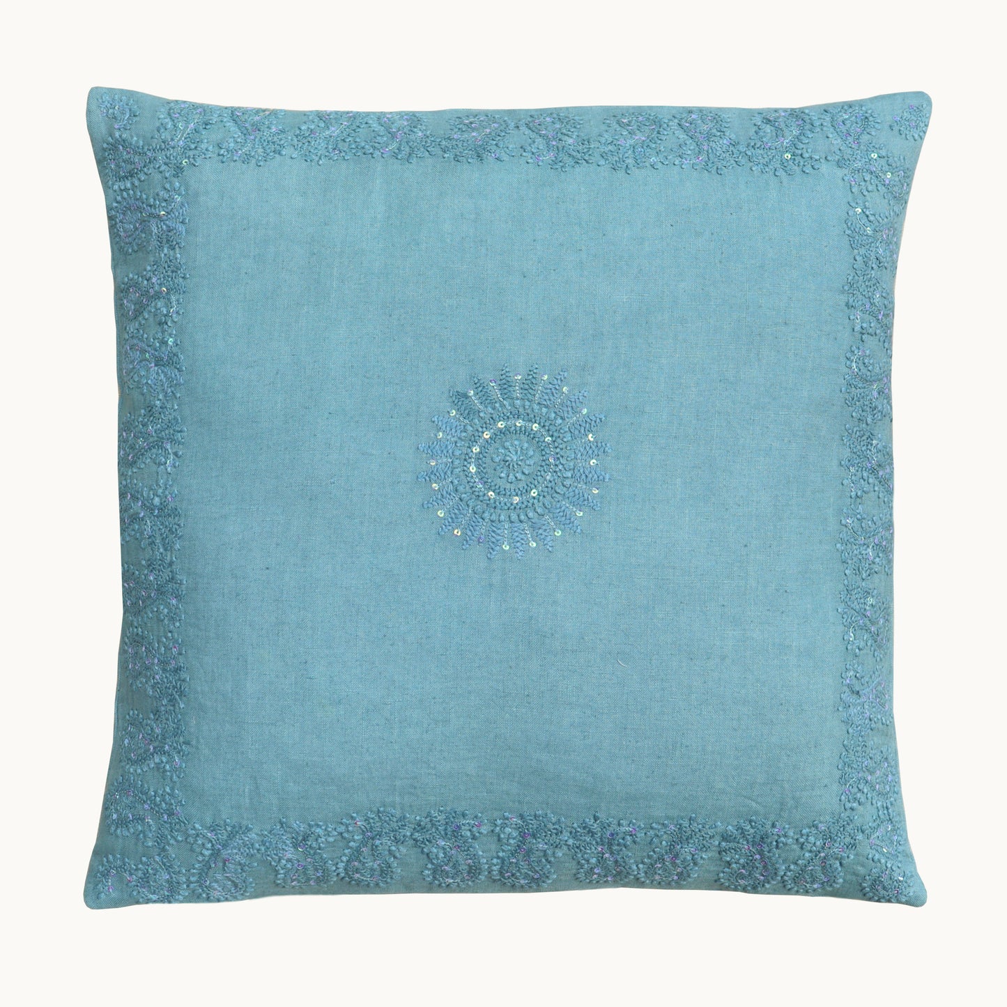 Blue Chikankari Cushion