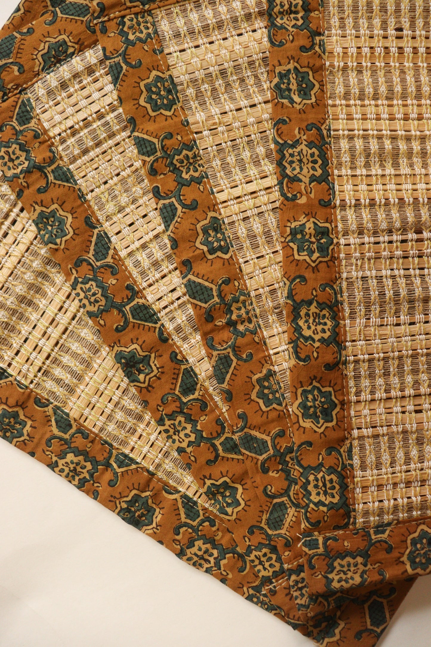 Ochre Ajrak Print Bamboo Mat (set of 2)