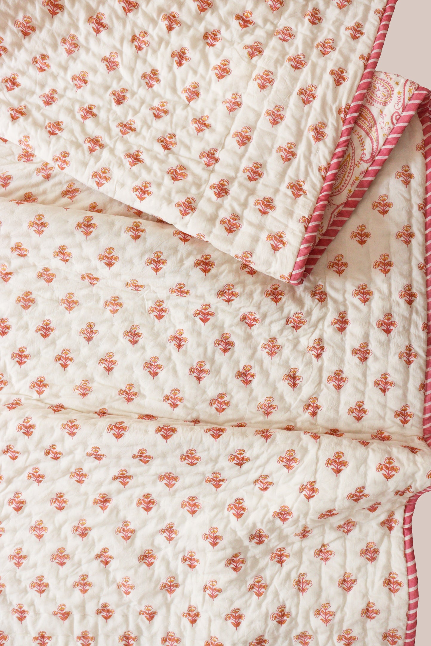 Pink Paisley Reversible Cotton Quilt