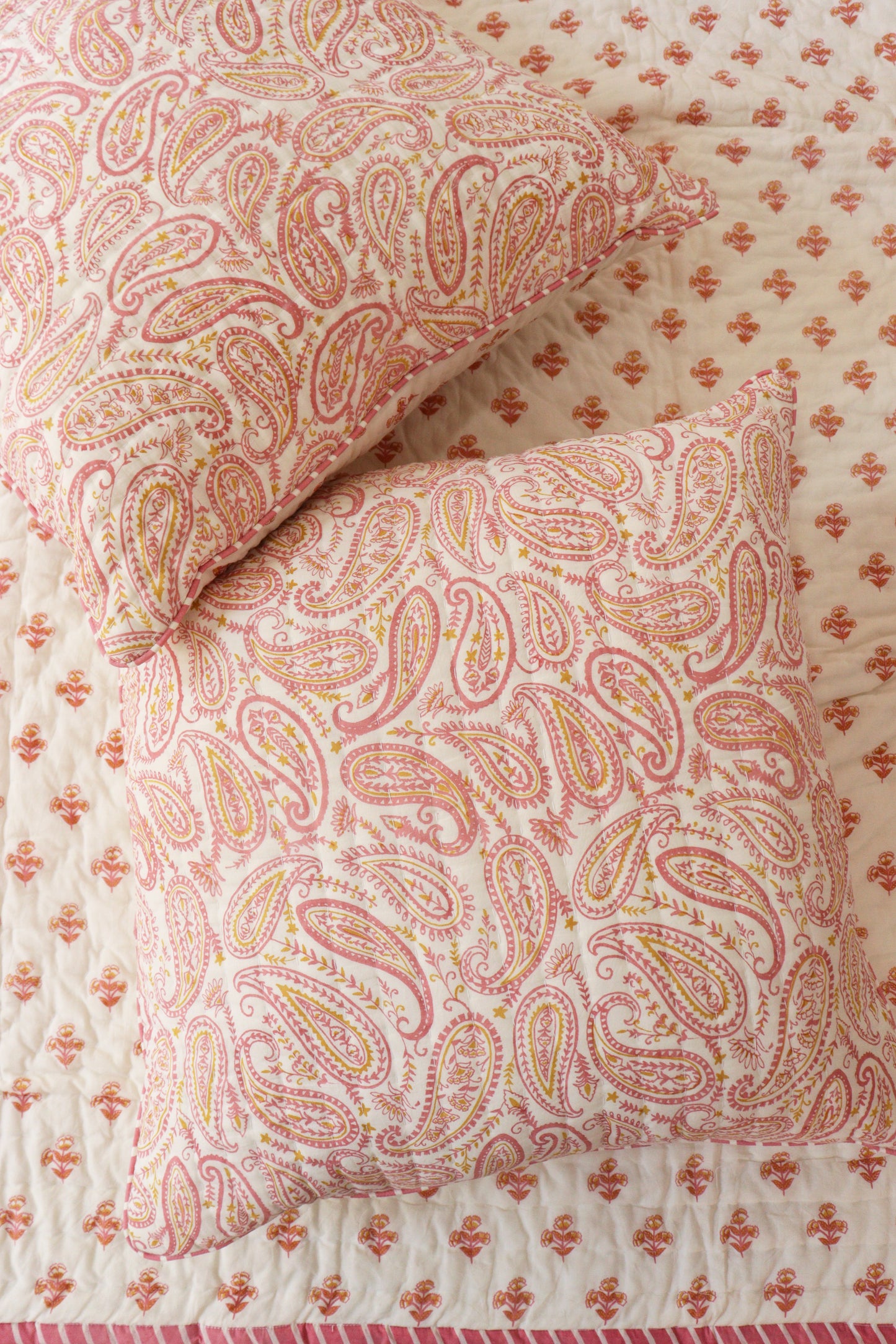 Pink Paisley Reversible Cushion Cover (24 ☓ 24 inch)