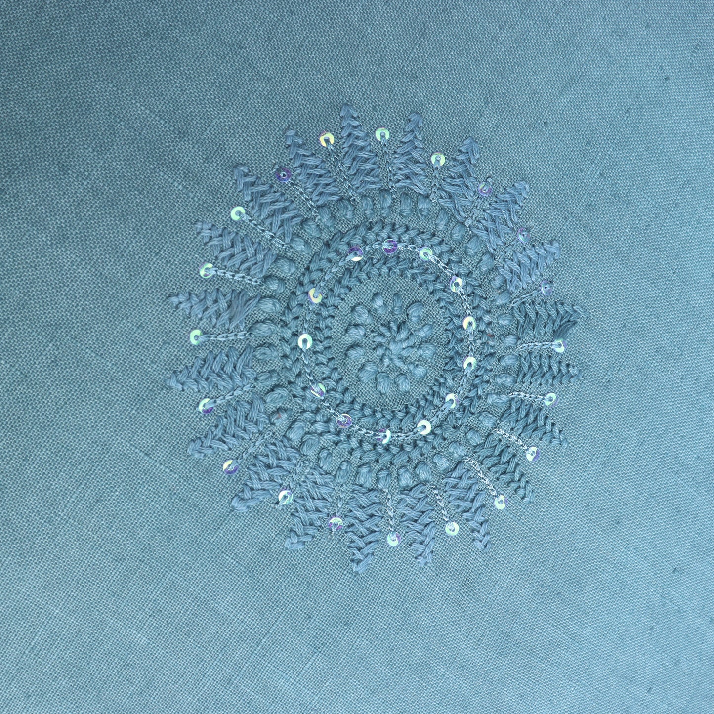 Blue Chikankari Cushion