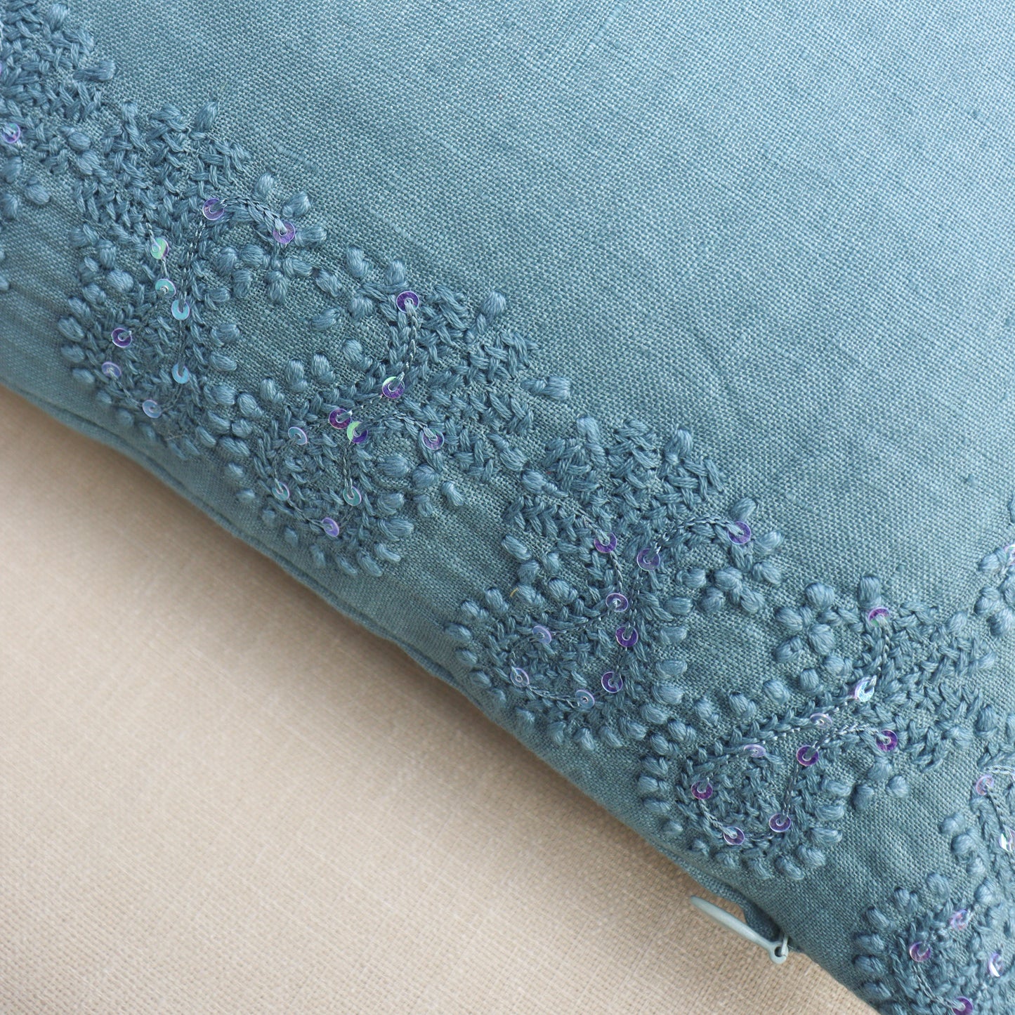 Blue Chikankari Cushion