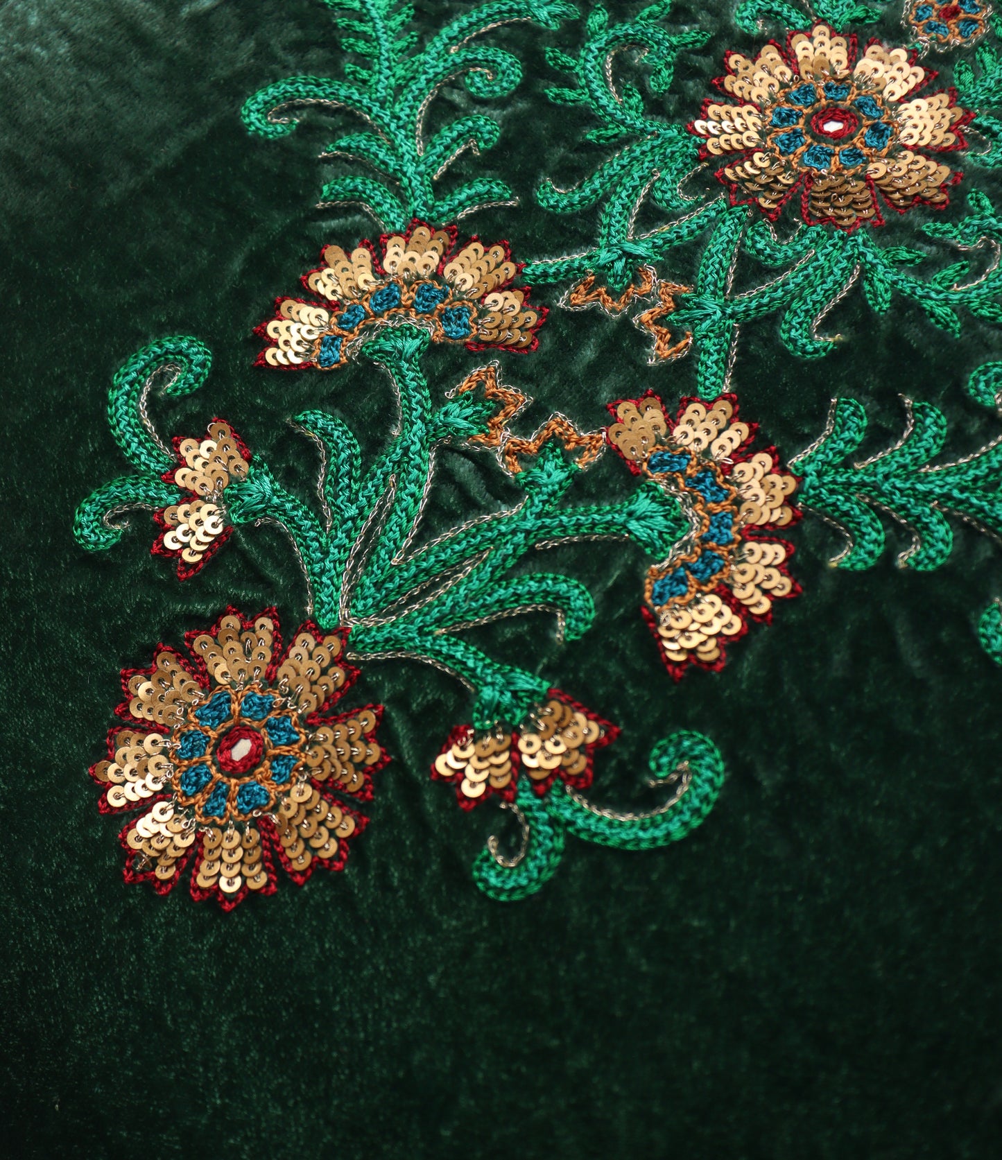 Embroidered Velvet Cushion