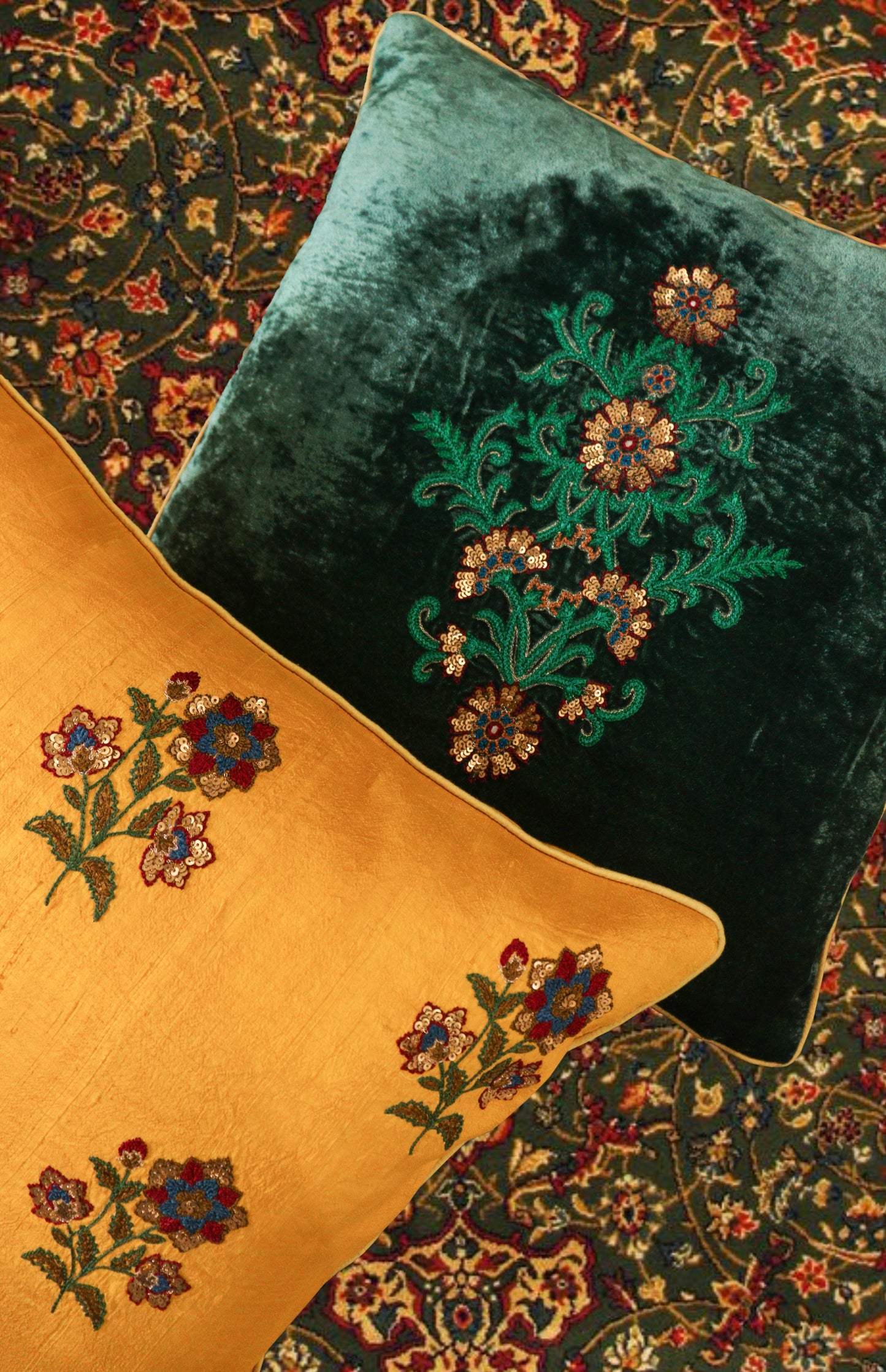Embroidered Velvet Cushion