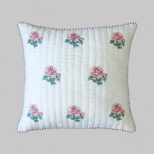 Rose Quilted Cushion Cover