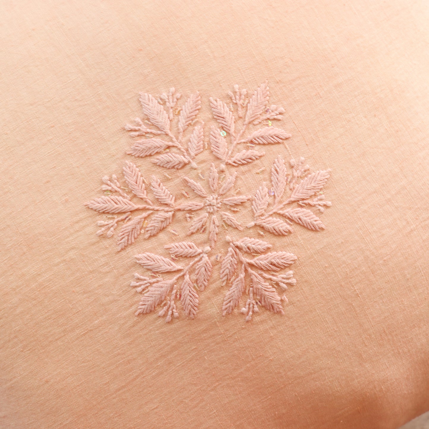 Peach Petal Chikankari Cushion