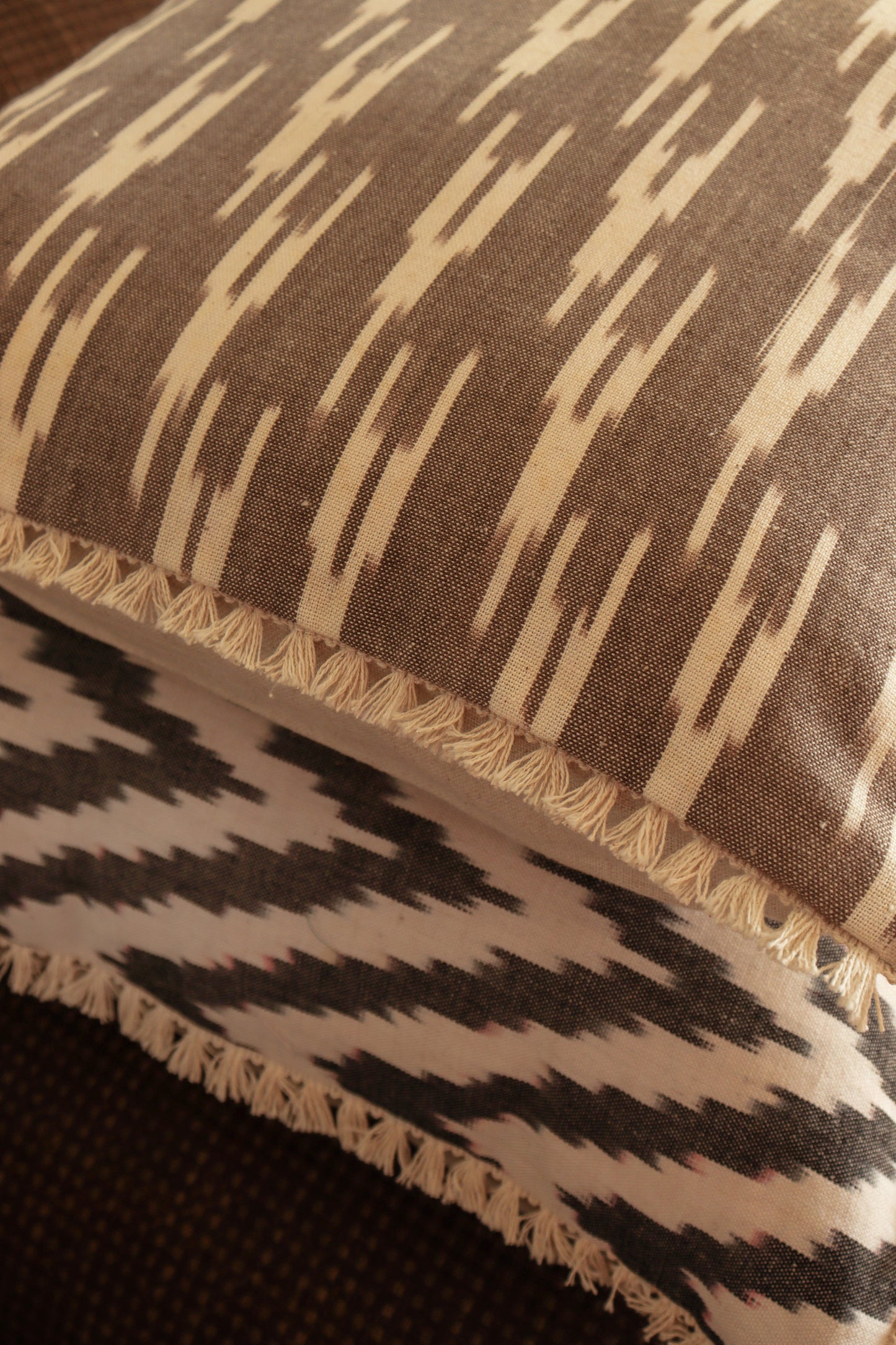 Zig Zag Black Ikat Cushion Cover