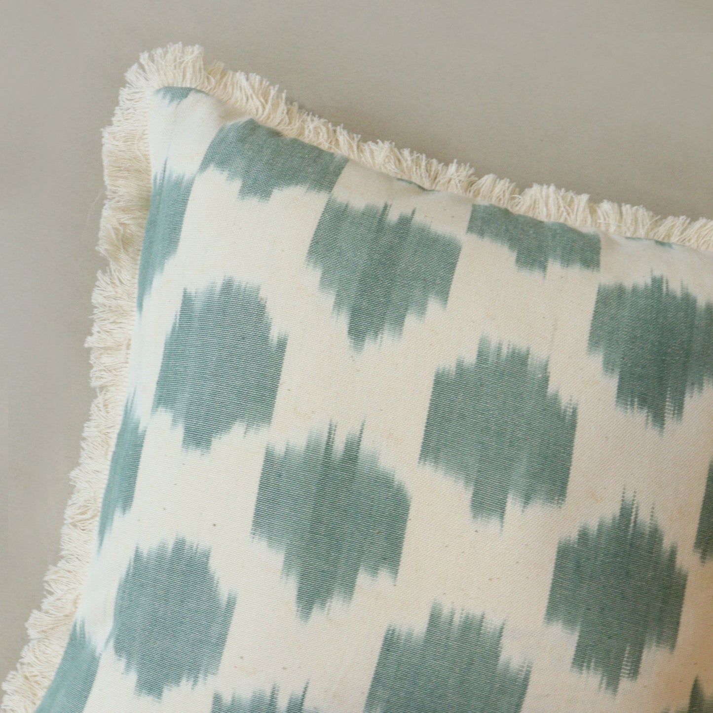 Sea Green Ikat Cushion Cover