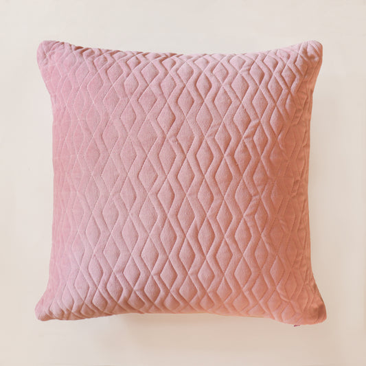 Velvet Quilted Pattern Cushion (Pink)