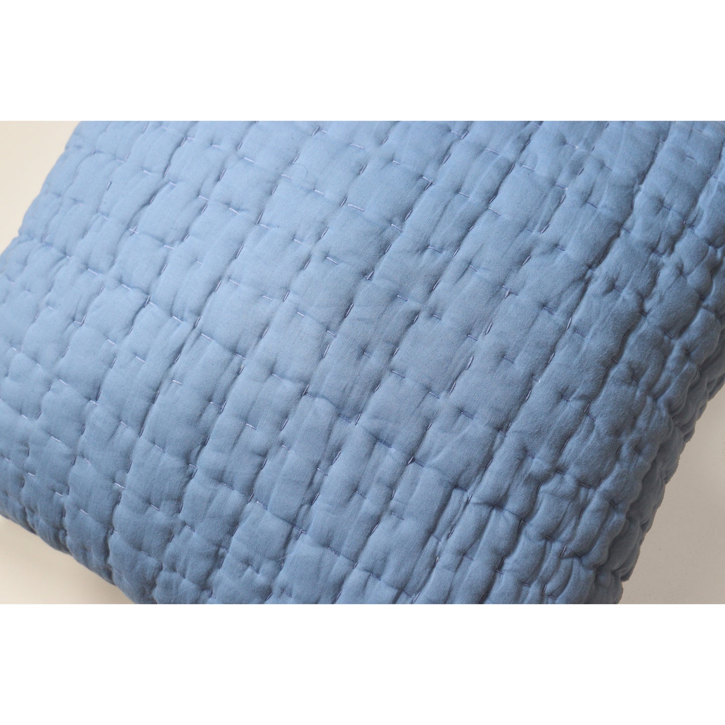 Quilted Cotton Cushion (Pastel Blue)