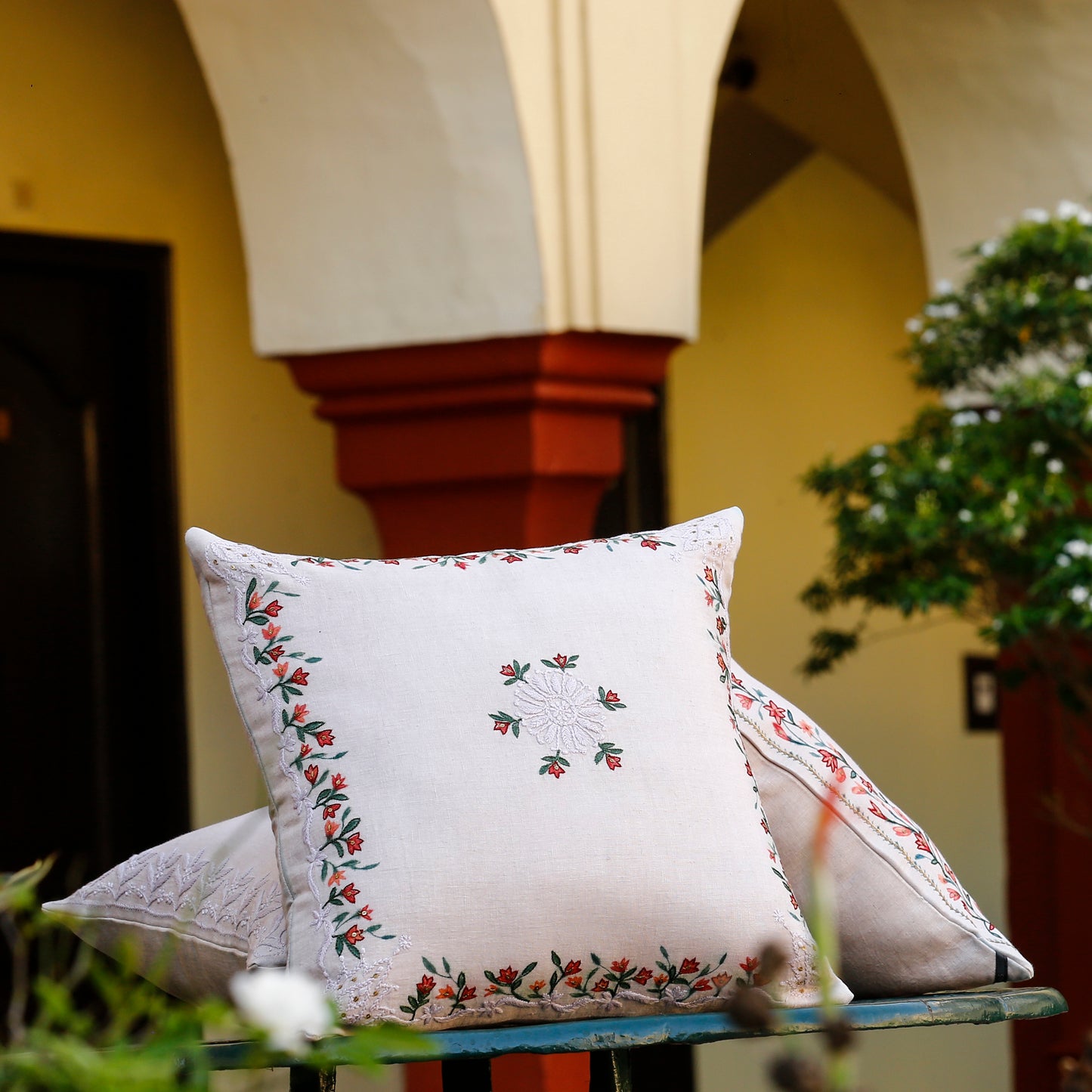 Floral Butta Chikankari Cushion