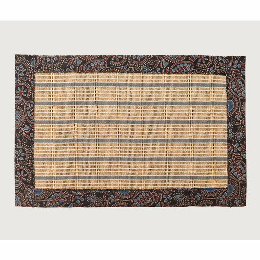 Black Ajrak Print Bamboo Mat (set of 6)