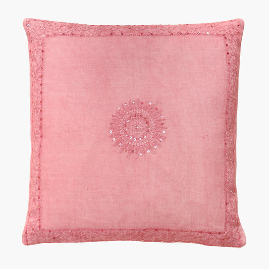 Pink Chikankari Cushion