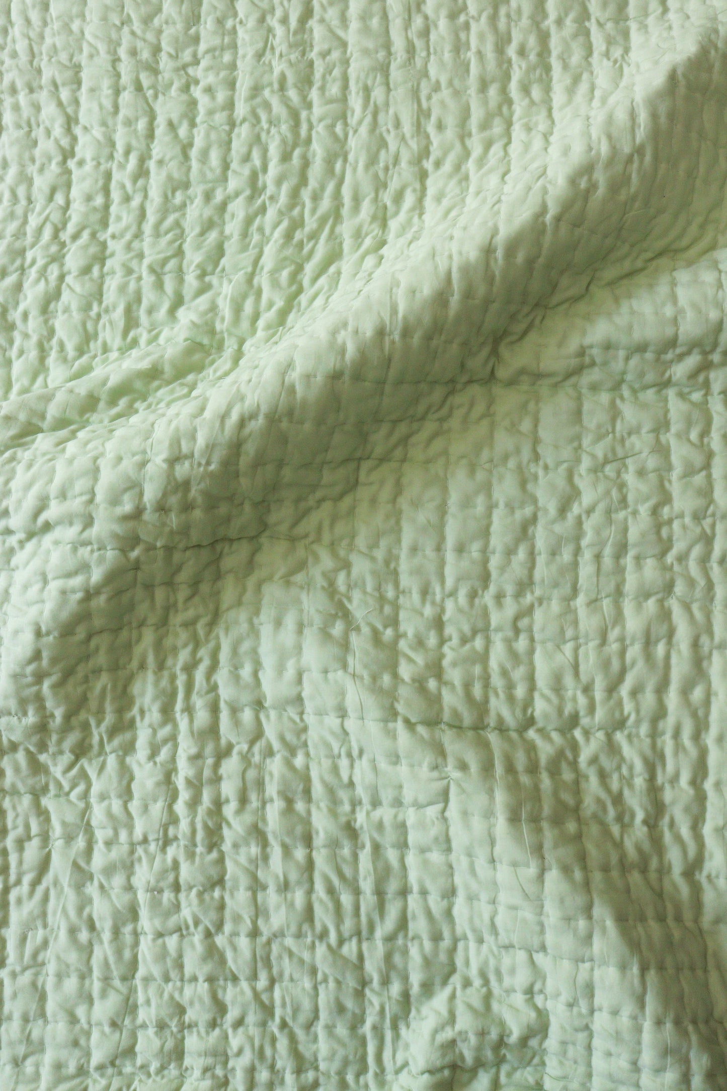 Green Checkered Cotton Quilt With Pillow Cover