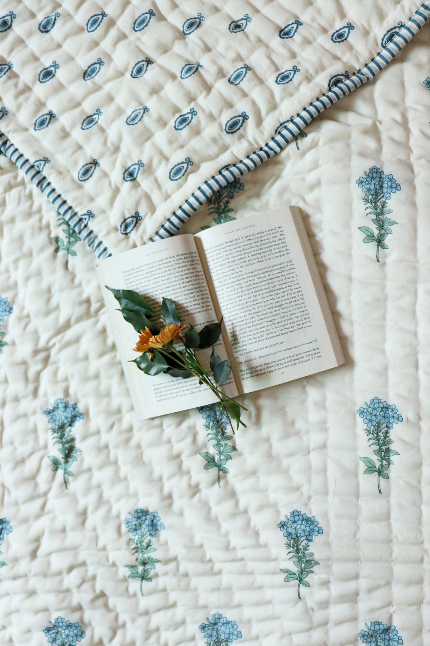 Blue Hydrangea Reversible Cotton Quilt