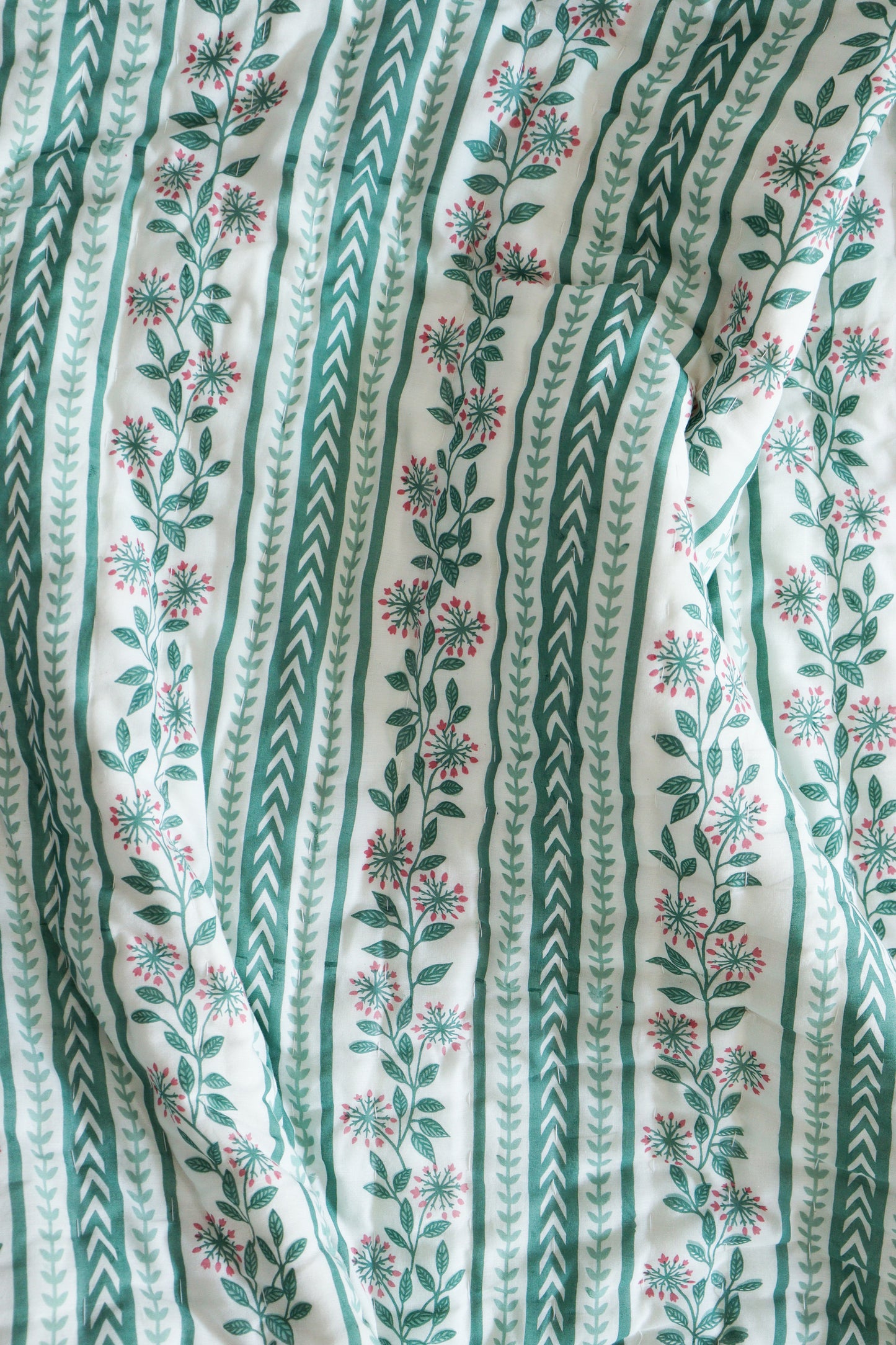 Floral Stripes Cotton Quilt