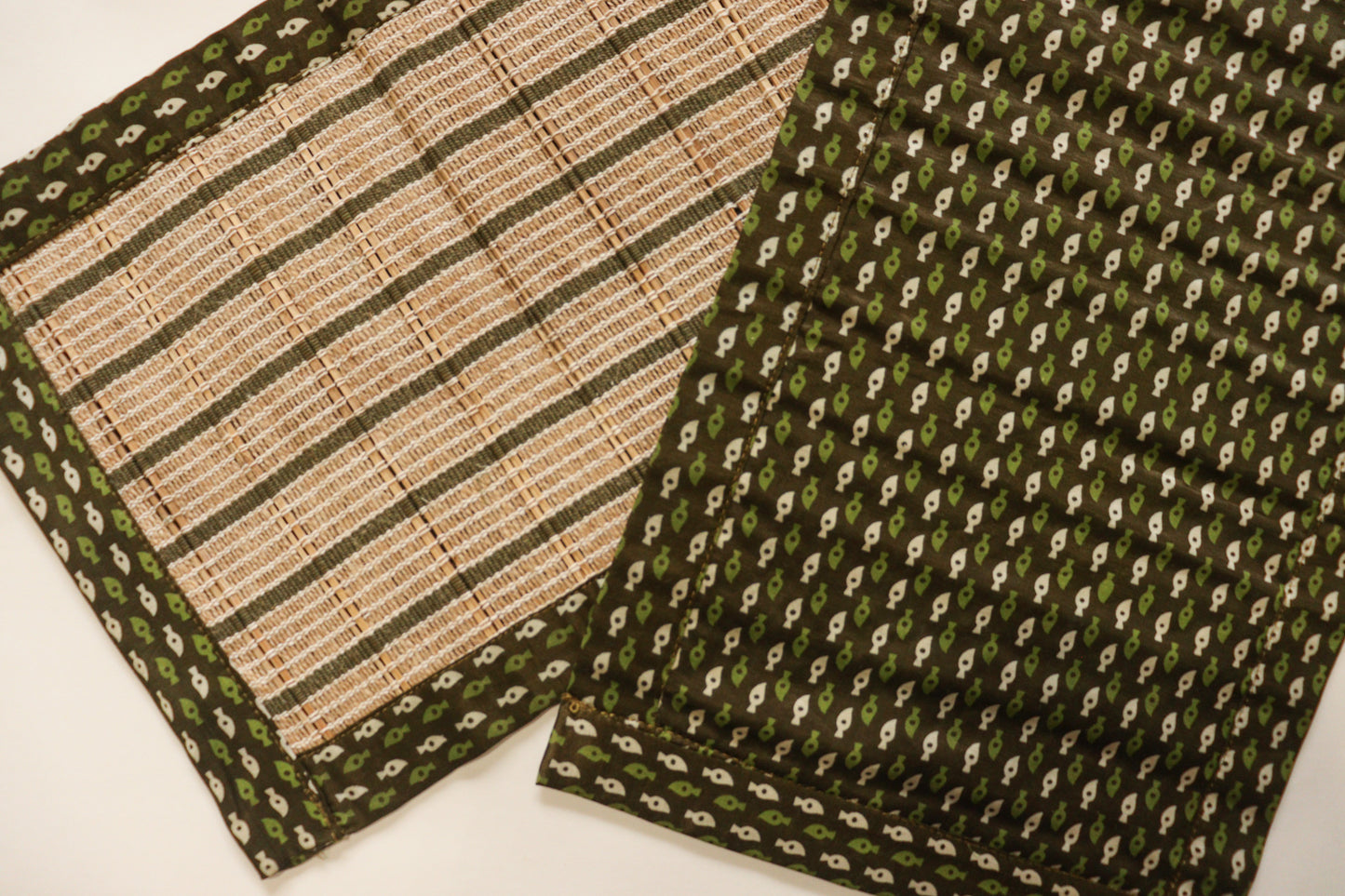Olive Green Ajrak Print Bamboo Mat (set of 6)