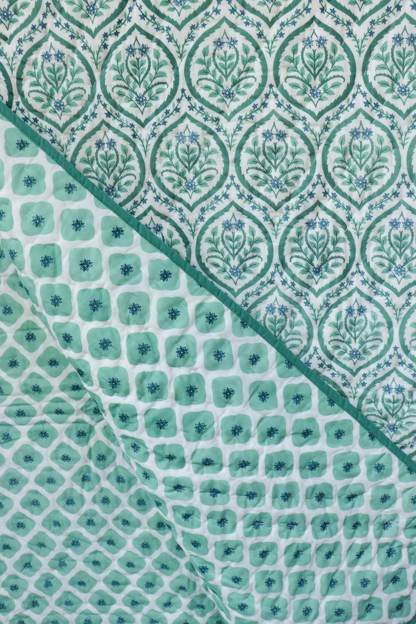 Green Mughal Reversible Cotton Quilt