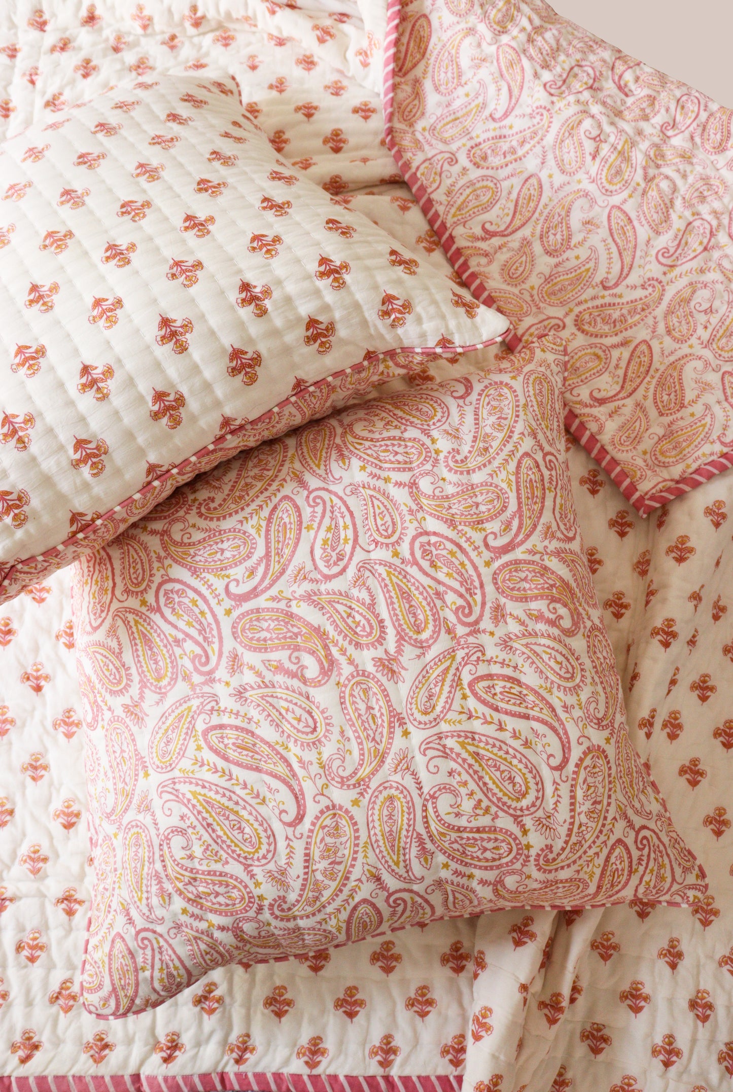 Pink Paisley Reversible Cotton Quilt