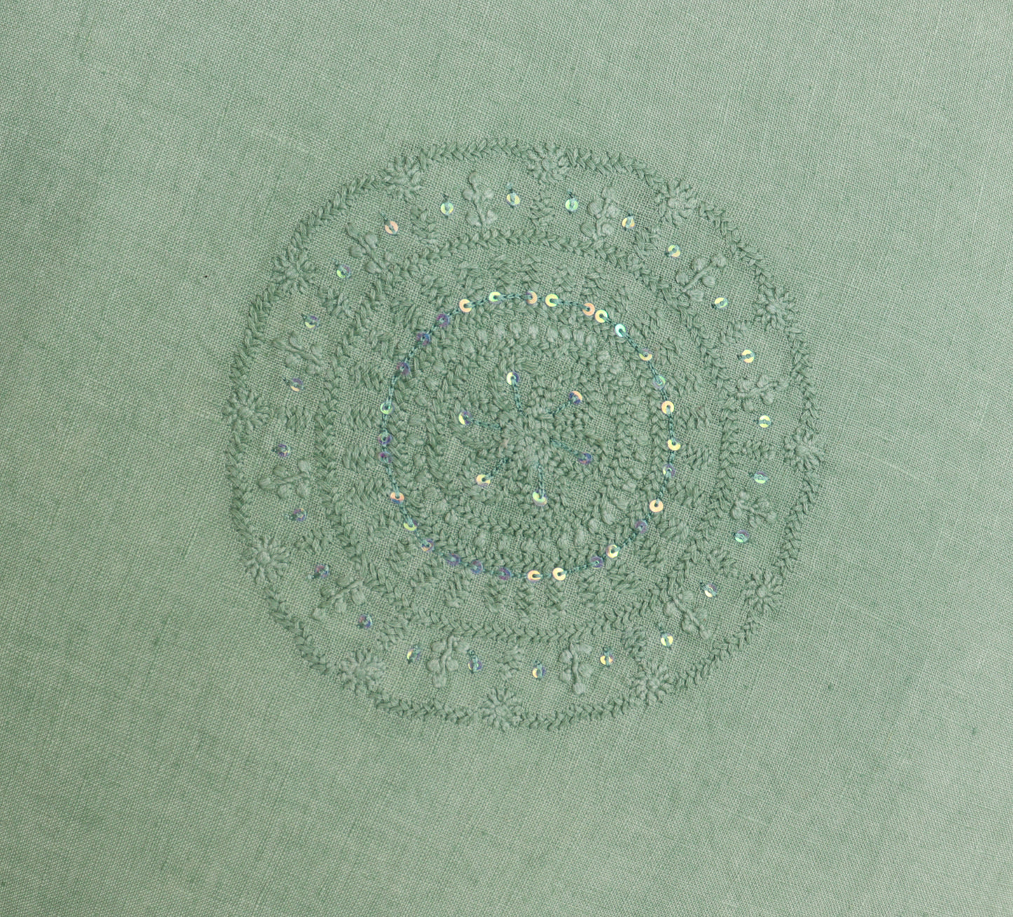 Green Chikankari Cushion