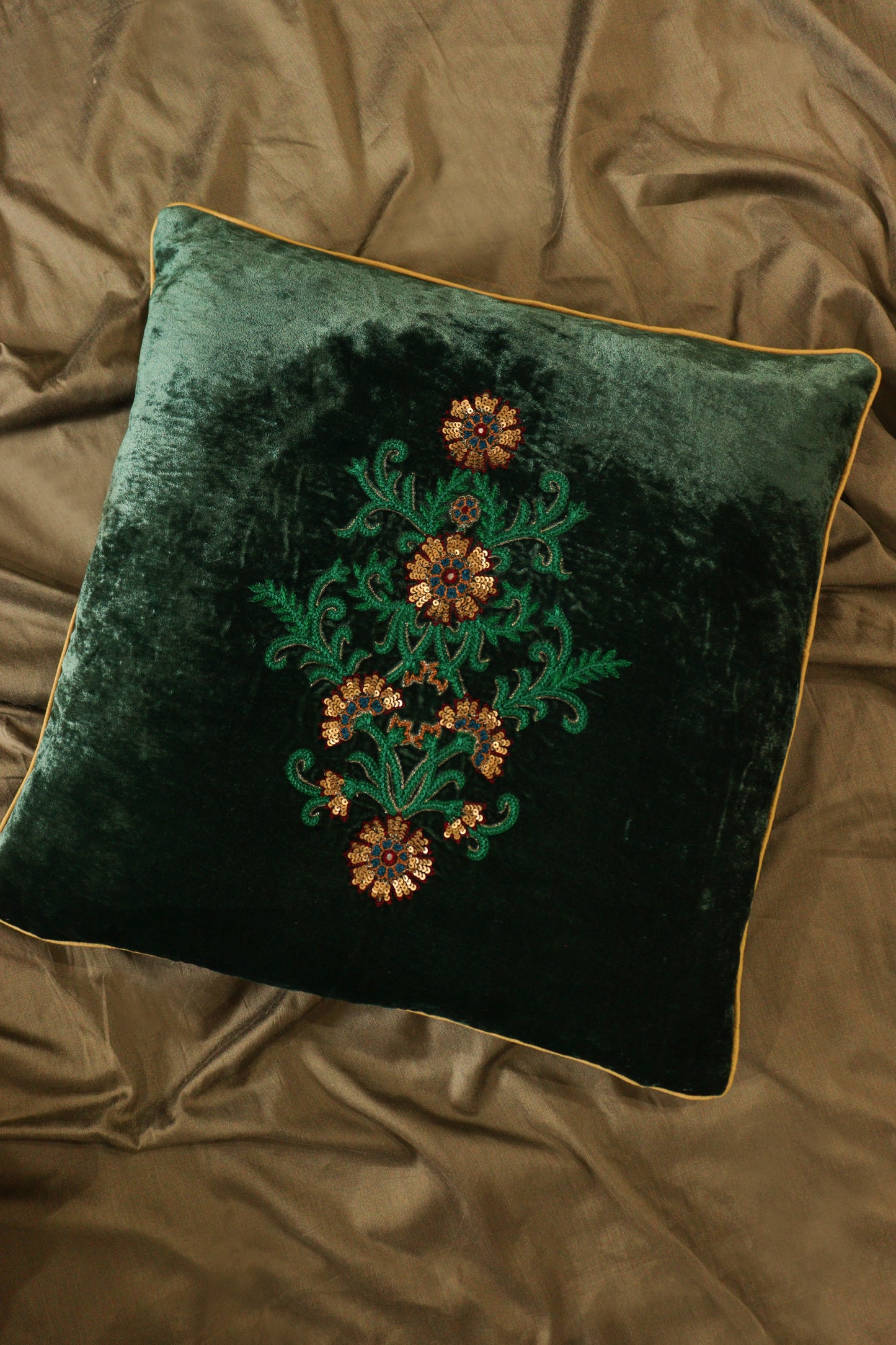 Embroidered Velvet Cushion