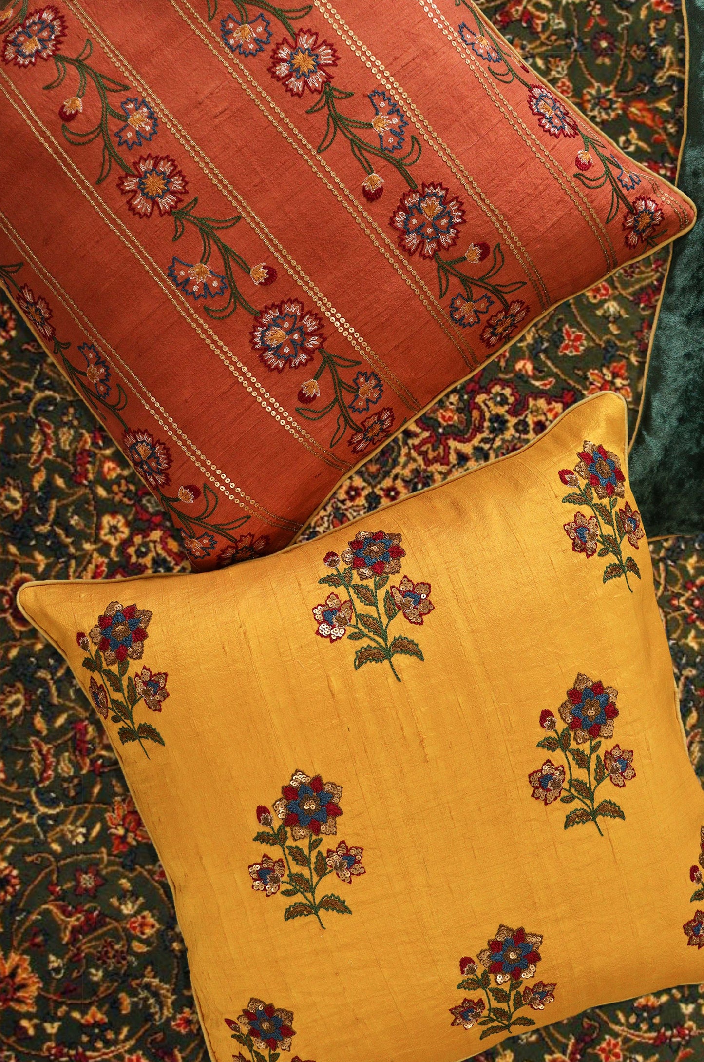 Yellow Gulbaag Silk Cushion