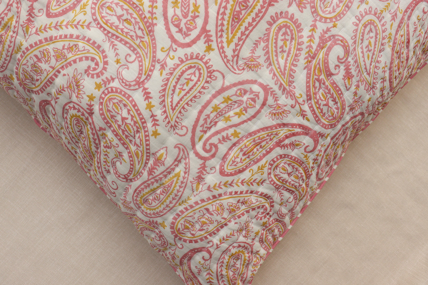 Pink Paisley Reversible Cushion Cover (24 ☓ 24 inch)