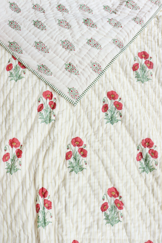 Mughal Poppy Garden Quilt