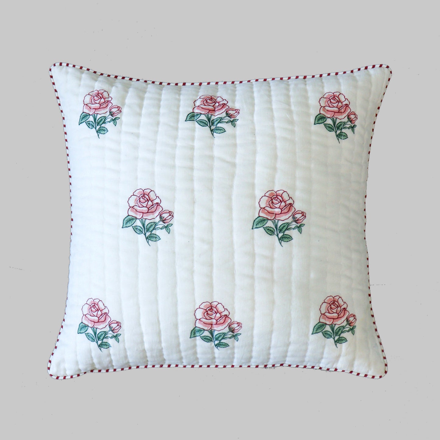 Rose Quilted Cushion Cover