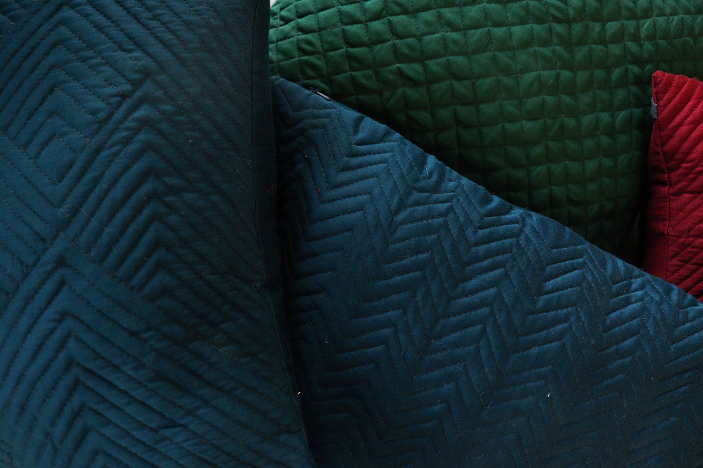 Blue Quilted Line Pattern Cushion
