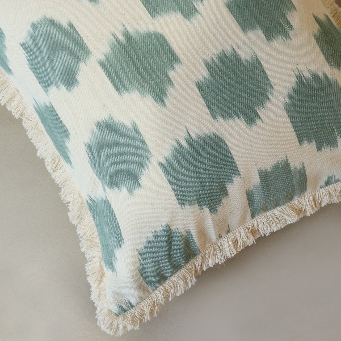 Sea Green Ikat Cushion Cover