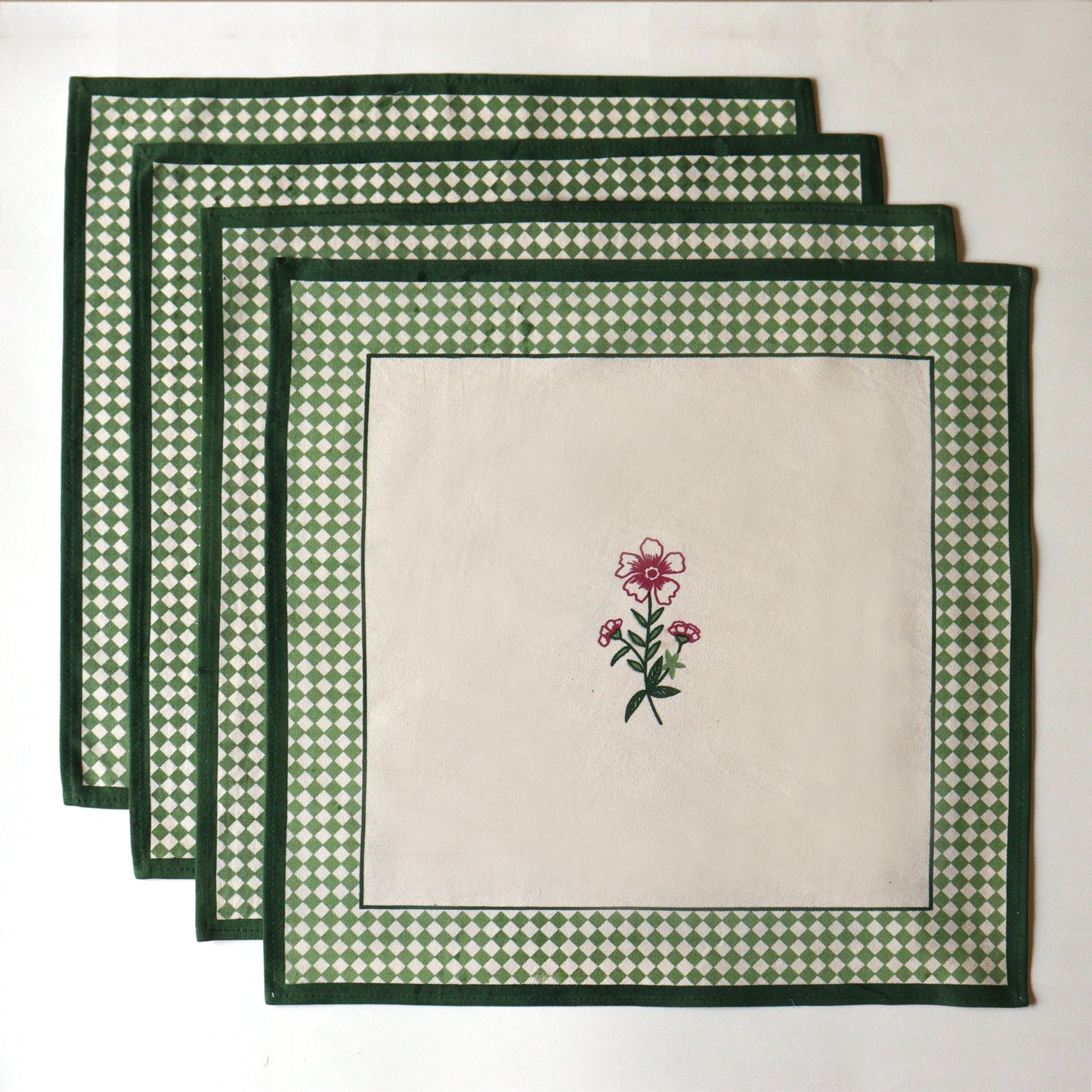 Magenta Floral Printed Napkin Set