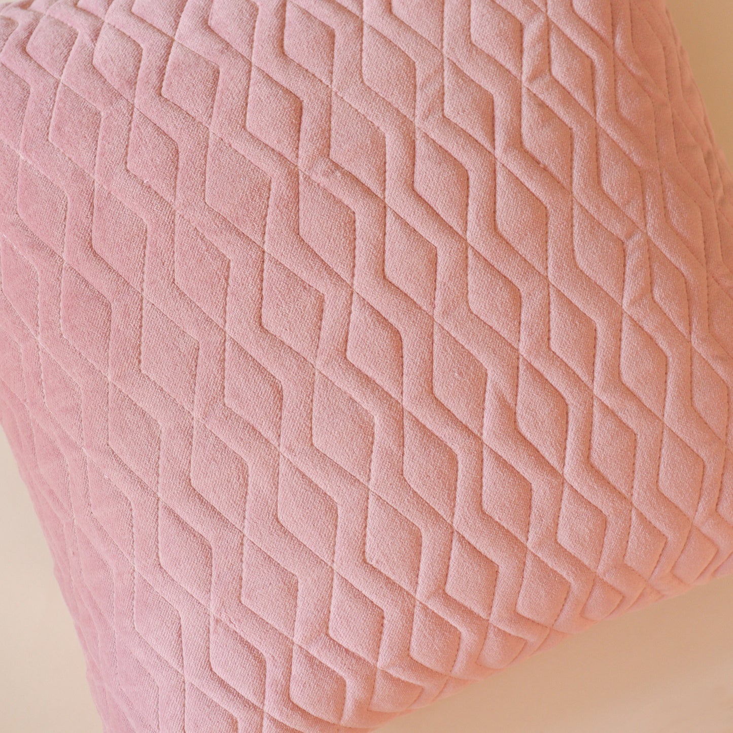 Velvet Quilted Pattern Cushion (Pink)