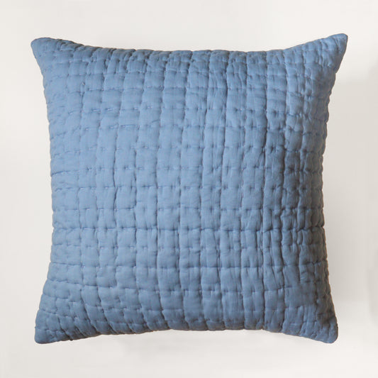 Quilted Cotton Cushion (Pastel Blue)