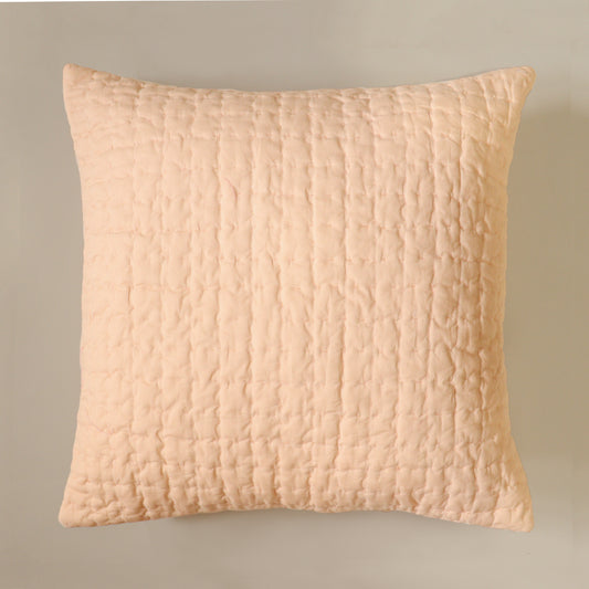 Quilted Cotton Cushion (Pastel Peach)