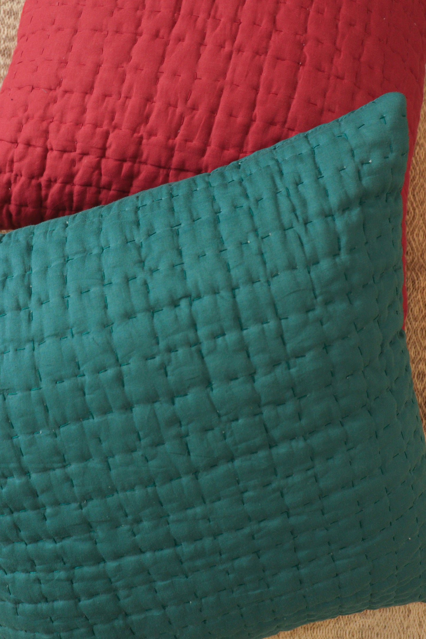 Quilted Cotton Cushion (Green)