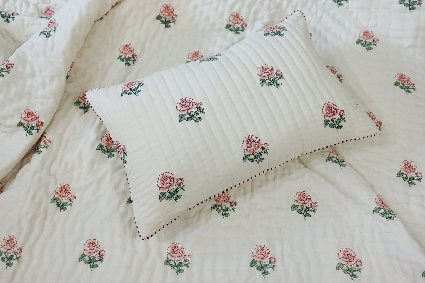 Rose Quilted Pillow Cover (Set of 2)